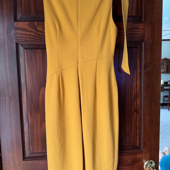 NWT Calvin Klein Dark Yellow Sheath Dress with Bow/Shoulder Detailing! - Picture 6 of 8
